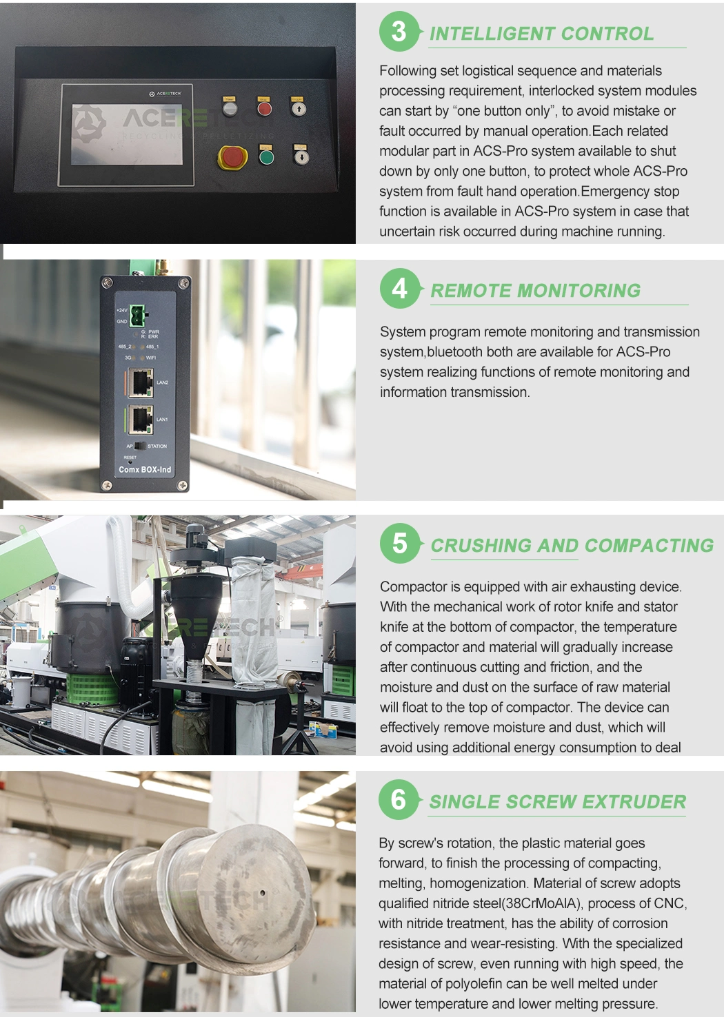 Aceretech Economic Plastic Pelletizer Machine for Plastic Wheel Material Recycling